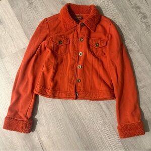 Anthropologie Vibrant Orange Fleece-Lined Jacket